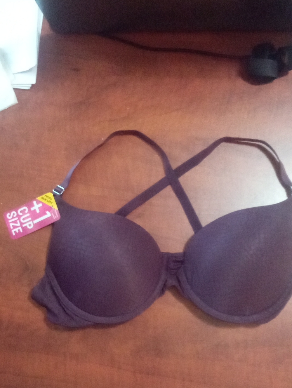 * Vanity Fair Add A Size Plum Cross-Back Padded Bra 36B NWT